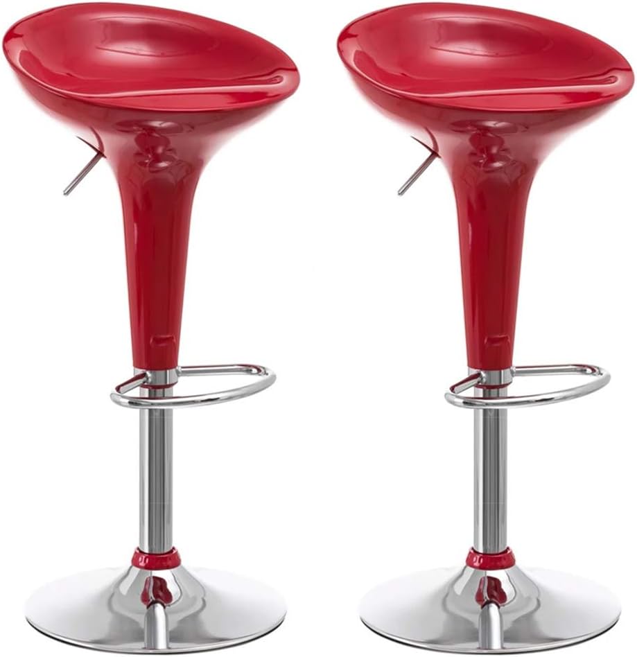 BAKAJI Set 2 Barhocker für Küche, modernes Design, Sockel aus verchromtem Stahl, Sitz aus ABS, drehb