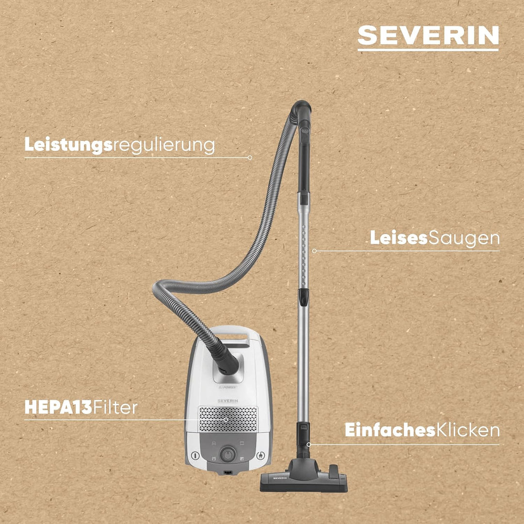 SEVERIN BC7047 7047, Staubsauger, weiss-rot 4L, Weiss/Rot, 850 W, 4L, Weiss/Rot, 850 W