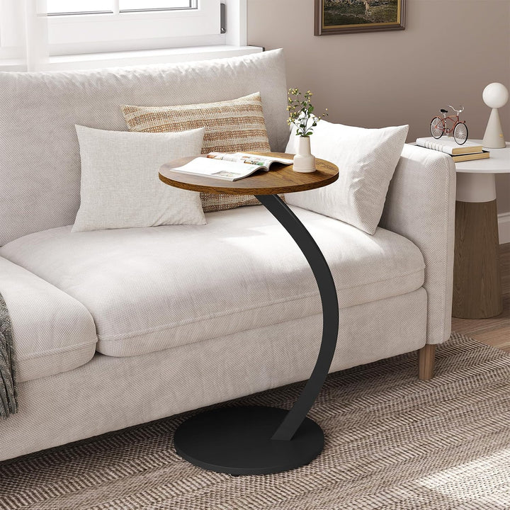 WOLTU Beistelltisch C Form, Couchtisch rund, Sofatisch Kaffeetisch, Kleiner Tisch für Couch Sofa Bet