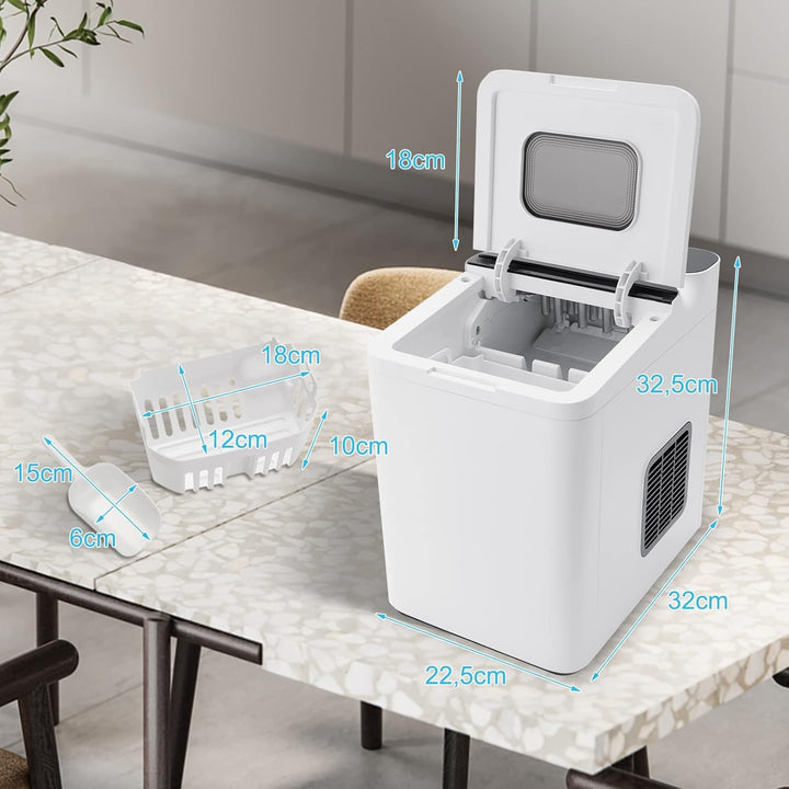 COSTWAY Eiswürfelmaschine Edelstahl Klein | Ice Cube Maker | 12 Kg 24 H | Zubereitung in 6 Min | 1,5