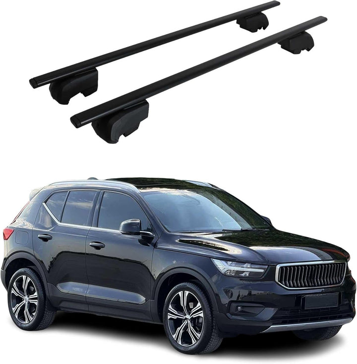 Dachträger Gepäckträger kompatibel mit Volvo XC40 2018-2023 Grundträger TÜV ABE Schwarz 2X XC40 2018