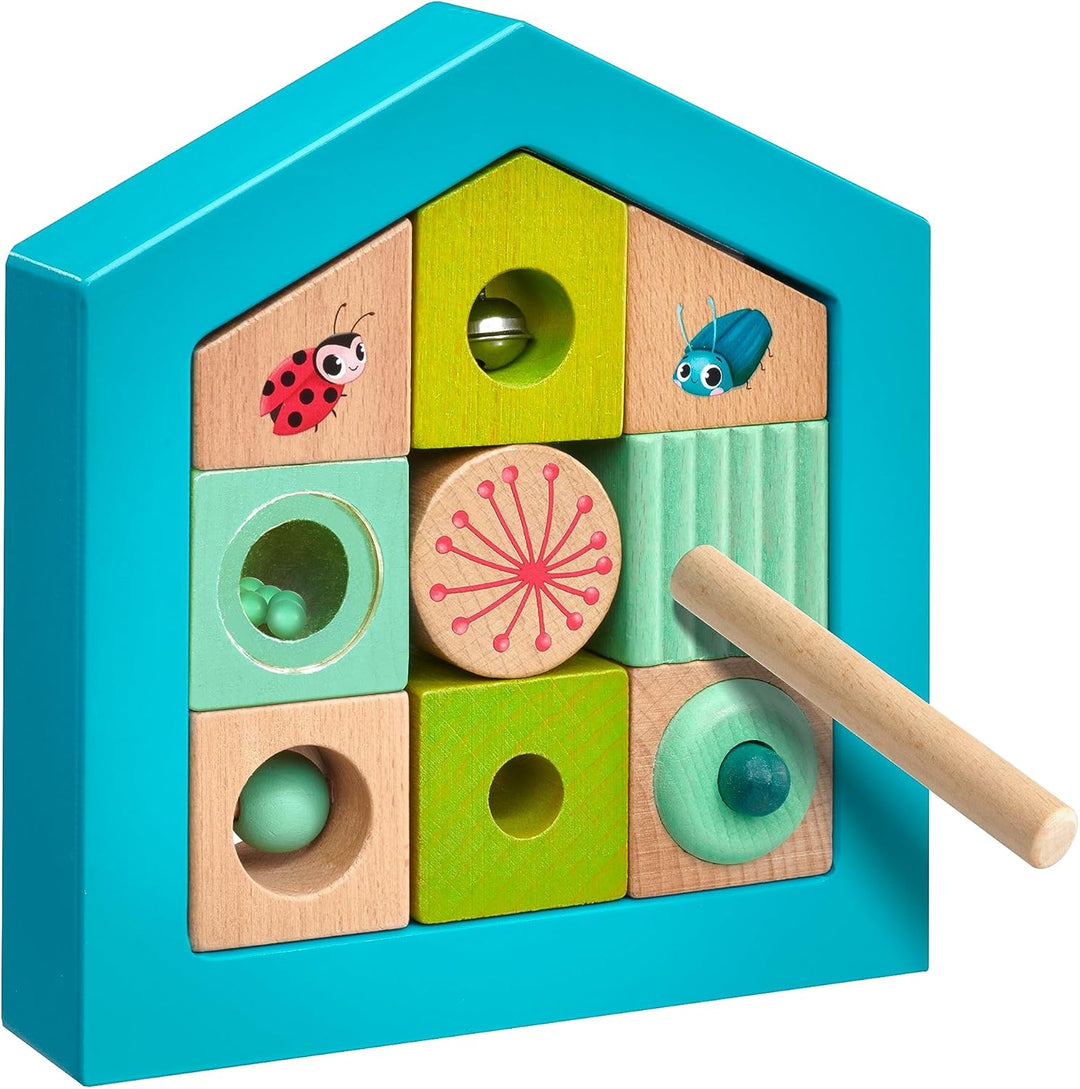 Selecta 62087 Tulips Garden, Entdeckersteine Insektenhotel, 11 Teile aus Holz, bunt