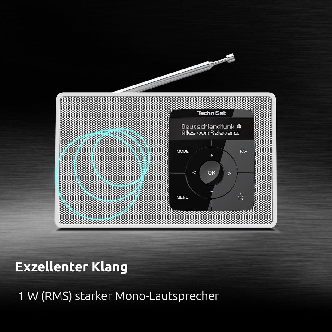 TechniSat DIGITRADIO 2 - Tragbares DAB+/UKW-Radio mit Akku (mit Bluetooth Audiostreaming, Weckfunkti