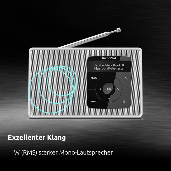 TechniSat DIGITRADIO 2 - Tragbares DAB+/UKW-Radio mit Akku (mit Bluetooth Audiostreaming, Weckfunkti