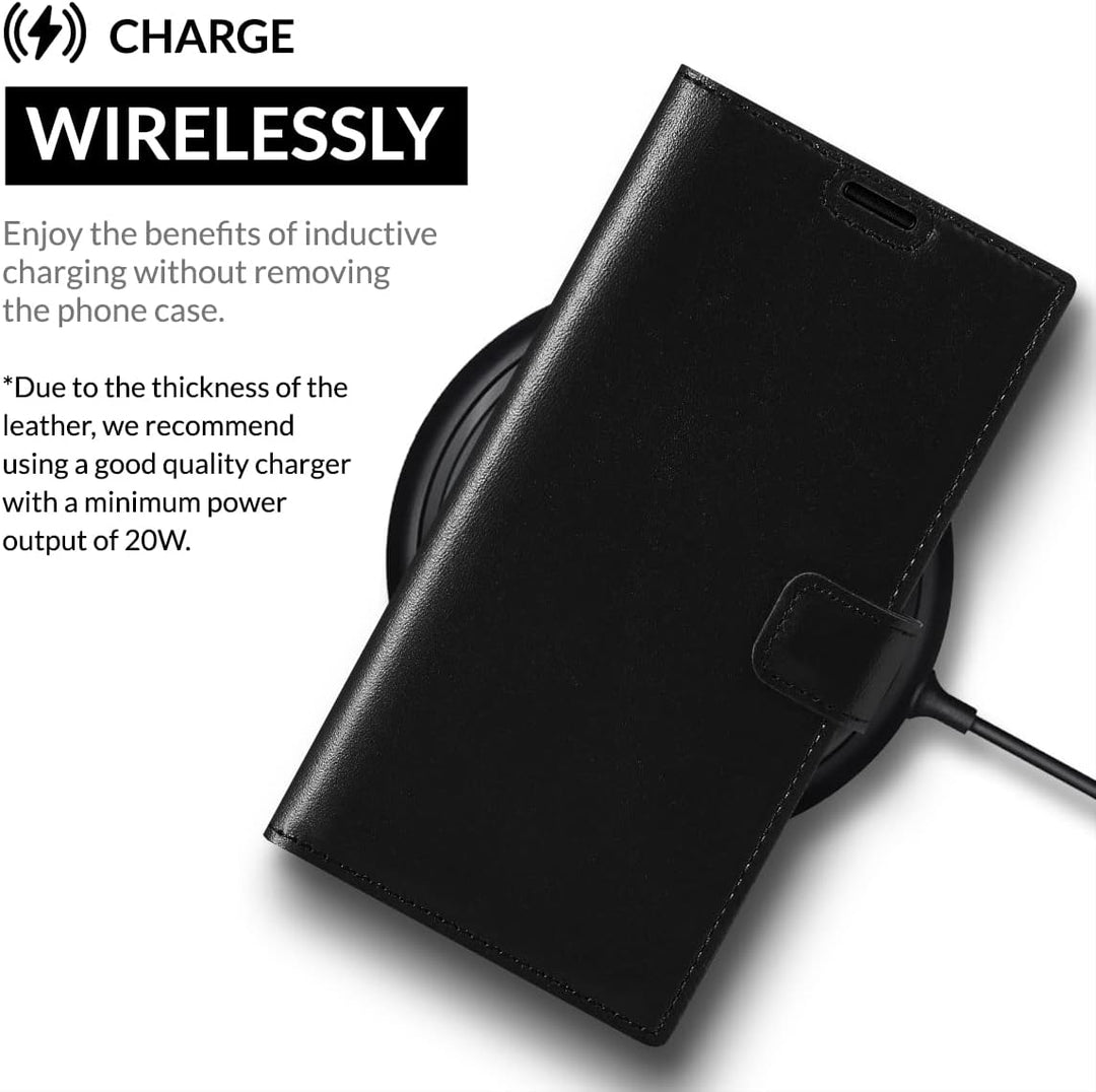 SURAZO Handyhülle für Samsung Galaxy S23 Ultra Hülle Leder – Klappbare Echtleder Schutzhülle [Magnet