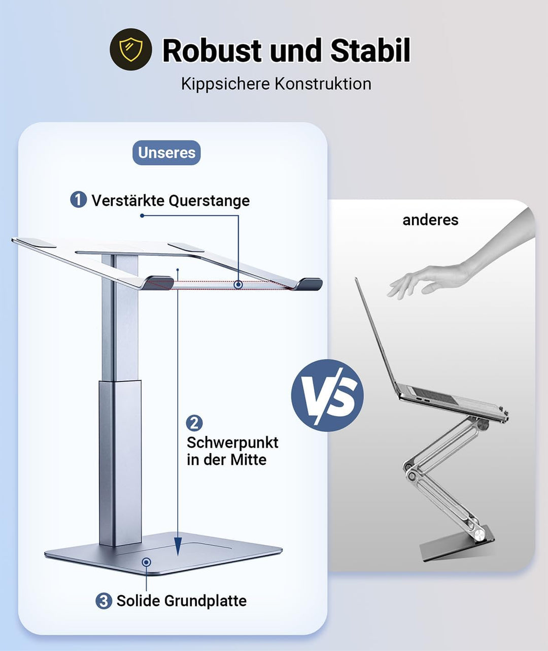 supamir Laptop Ständer Höhenverstellbar, Laptopständer für Schreibtisch, Stehen möglich, DJ Laptop S