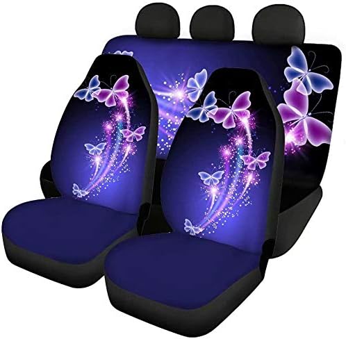 chaqlin Universal 2er Pack Butterfly Car Vordersitzbezüge +2 Stück Rücksitzschutz Split Bankbezug mi