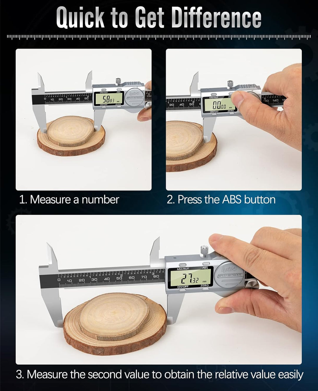 Housolution Messschieber Digital, Elektronische Schieblehre mit ABS-Funktion, 6-Zoll IP54 Wasserdich