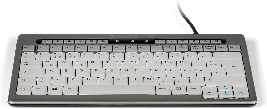 BakkerElkhuizen S-Board 840 Compact Tastatur, deutsches Layout QWERTZ, Kabelgebunden, Hellgrau/Weiss
