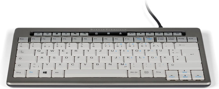 BakkerElkhuizen S-Board 840 Compact Tastatur, deutsches Layout QWERTZ, Kabelgebunden, Hellgrau/Weiss