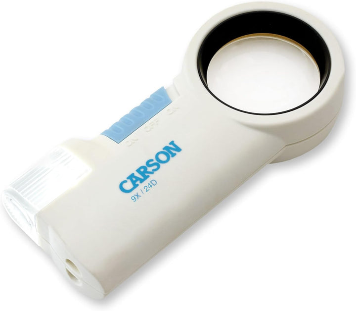 Carson MagniFlash asphärische 9x Lupe mit LED und Taschenlampenfunktion (CP-32) 9x LED-Lupe, 9x LED-