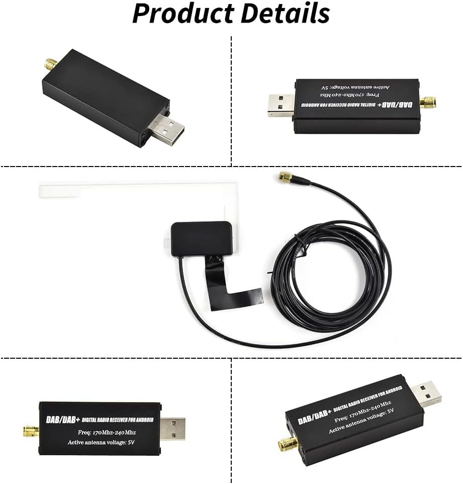 Hikity DAB/DAB+ Digital Adapter Tragbarer DAB+ Radio Tuner Empfänger mit Antenne+SMA Glass Antenne S