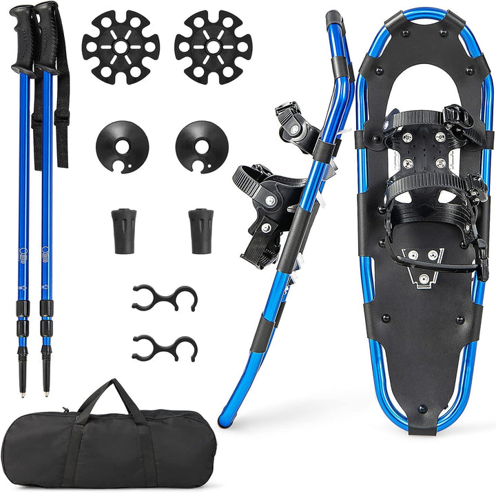 COSTWAY 21 ''/ 25 ''/ 30 '' Schneeschuhe, Schneeschuhe Set mit Steighilfe, Allround 4 IN 1 für Kinde