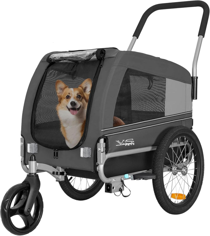 Tiggo VS Pets Medium Hundeanhänger & Buggy 2in1 Fahrradanhänger Hundebuggy Jogger 80204 Grau, Grau