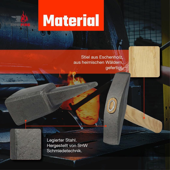 SHW-FIRE Dengelhammer und Dengelamboss Set - optimales Dengeln und Schärfen von Sensen