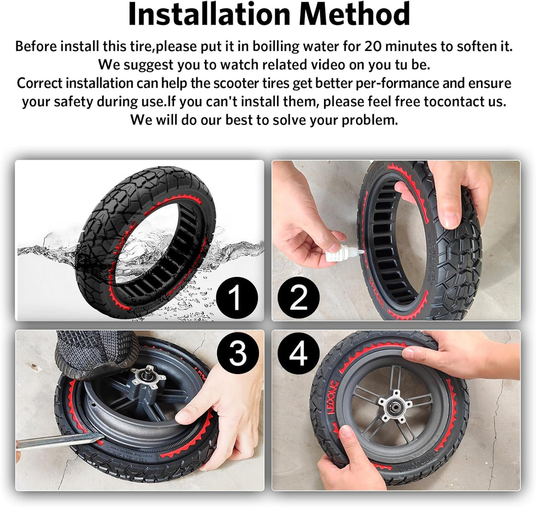 OUXI 10X2.125 Off Road Reifen für Elektroroller Ninebot F20/F30/F40/F65, 10 Zoll Vollgummireifen für