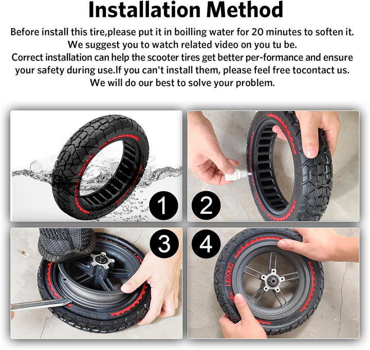 OUXI 10X2.125 Off Road Reifen für Elektroroller Ninebot F20/F30/F40/F65, 10 Zoll Vollgummireifen für