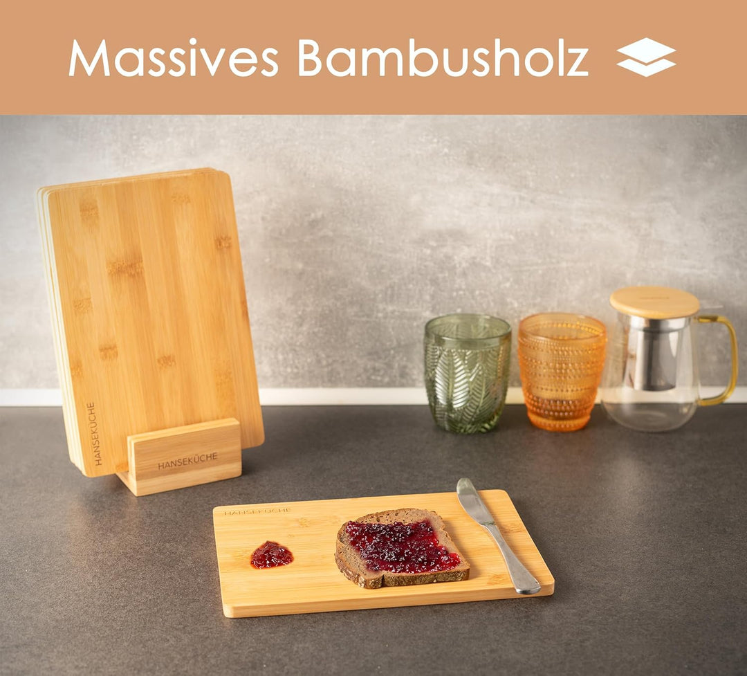 Hanseküche Schneidebrett Set – Hochwertige Schneidebretter – Holzbrett Küche gross mit Saftrille, Kü