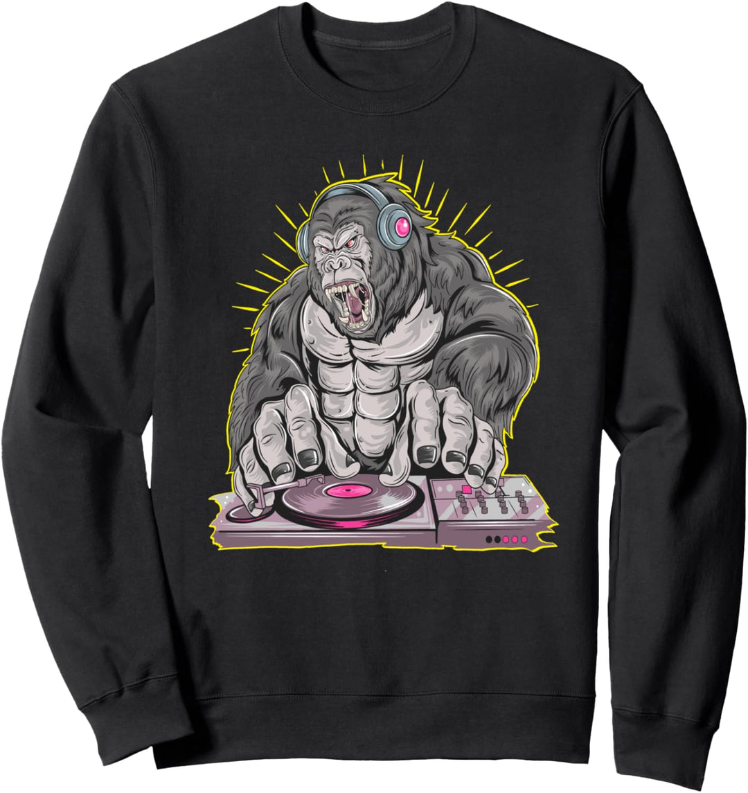 Gorilla DJ, Sommer Party Musik Club Kopfhörer Disko Sweatshirt