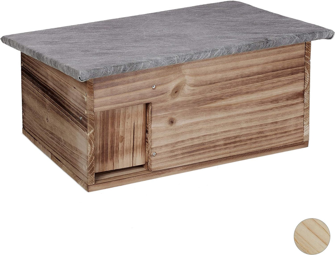 Relaxdays Igelhaus winterfest, Bausatz, Igelhütte katzensicher, Rattenklappe Labyrintheingang, HBT 2