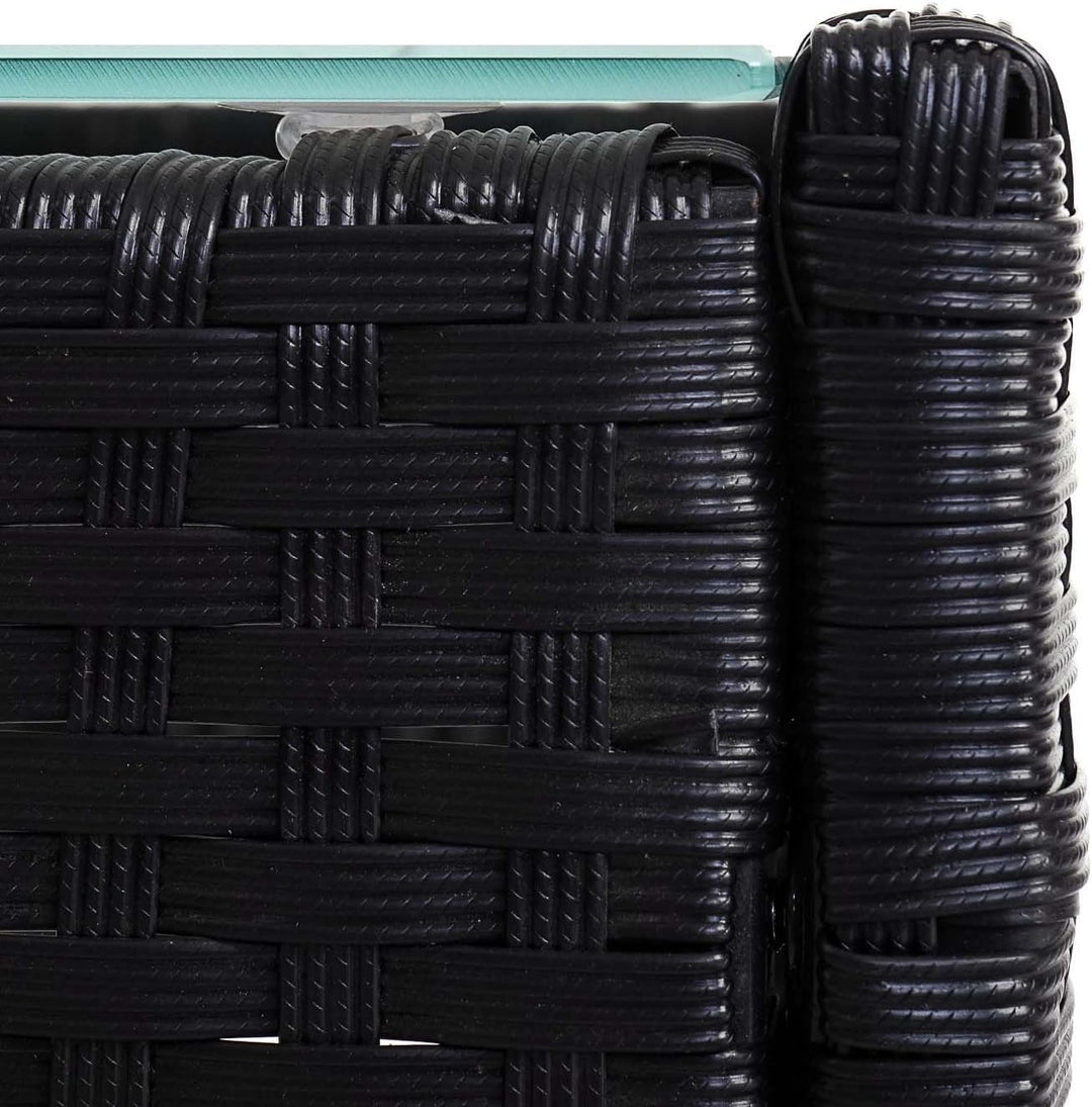 Mendler Poly-Rattan Gartentisch Halden-AM, Beistelltisch Tisch mit Glasplatte - anthrazit, Anthrazit