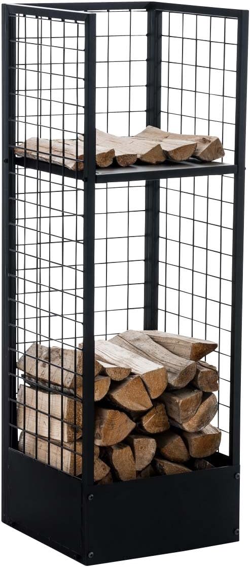 CLP Metall-Kaminholzständer Forrest | Kaminholzhalter aus Metall in schwarz | Stabile Stapelhilfe fü
