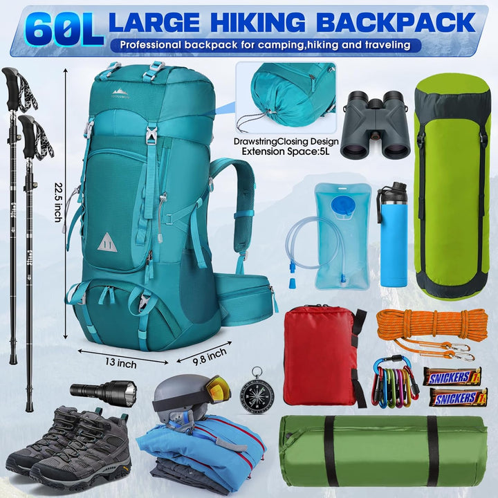 IGOLUMON Trekkingrucksack 60L Wanderrucksack Herren Damen Reiserucksack Grosser Rucksack mit Regenhü