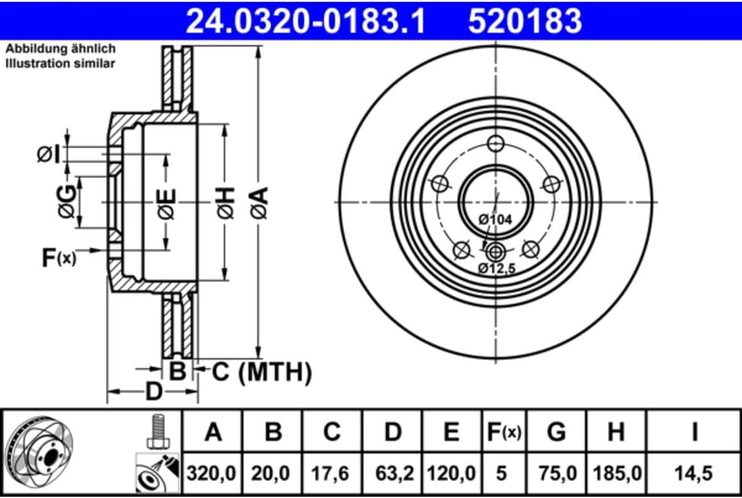 ATE 24.0320-0183.1  Bremsscheibe Rotoren