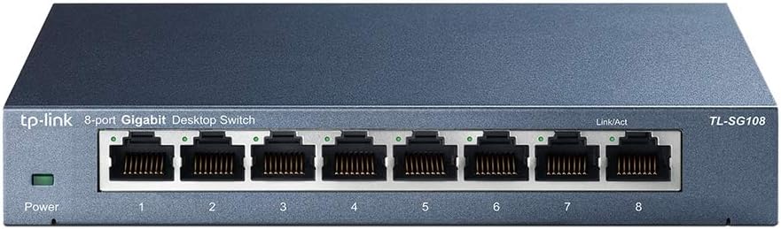 TP-Link TL-SG108 LAN Switch 8 Port Netzwerk Switch mit TL-SG1005P 5-Port Gigabit Lan PoE Switch