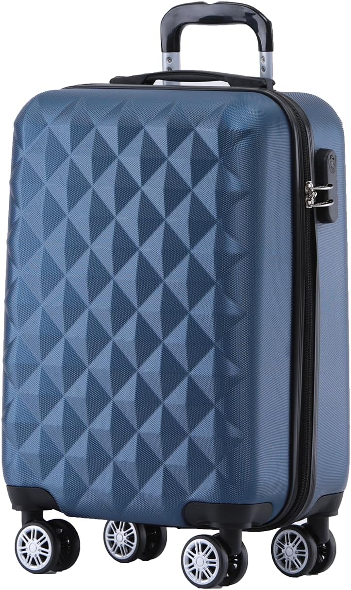 BEIBYE Zwillingsrollen 2066 Hartschale Trolley Koffer Reisekoffer Gepäck M-L-XL-Set (Blau, M) Blau M