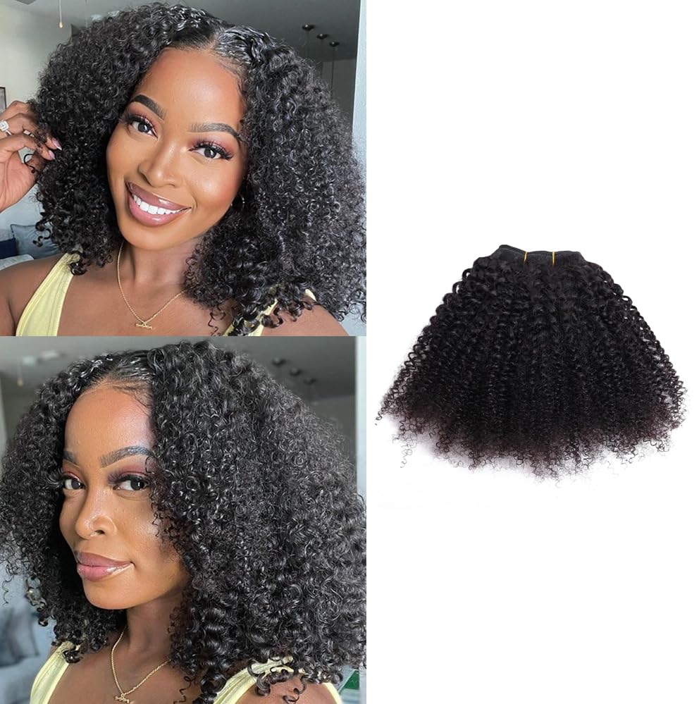 feibin Brasilianisches Afro-Echthaar, gewebt, Echthaar, lockig, 25,4 cm, Afro, Kinky, Curly Remy, Ec