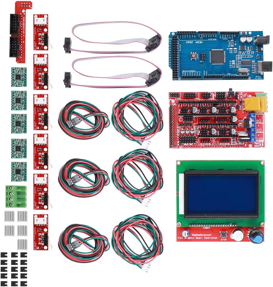3D Druckerkit RAMPS 1.4 + für Mega 2560 CH340 + 12864 Controller + A4988 Spanplatten Teile, 3D Druck