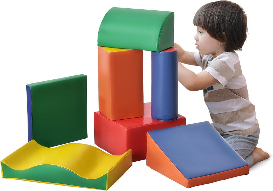 HOMCOM 7-TLG. Softbausteine, Bausteinset, Schaumstoffbausteine zum Toben & Klettern, Riesenbausteine