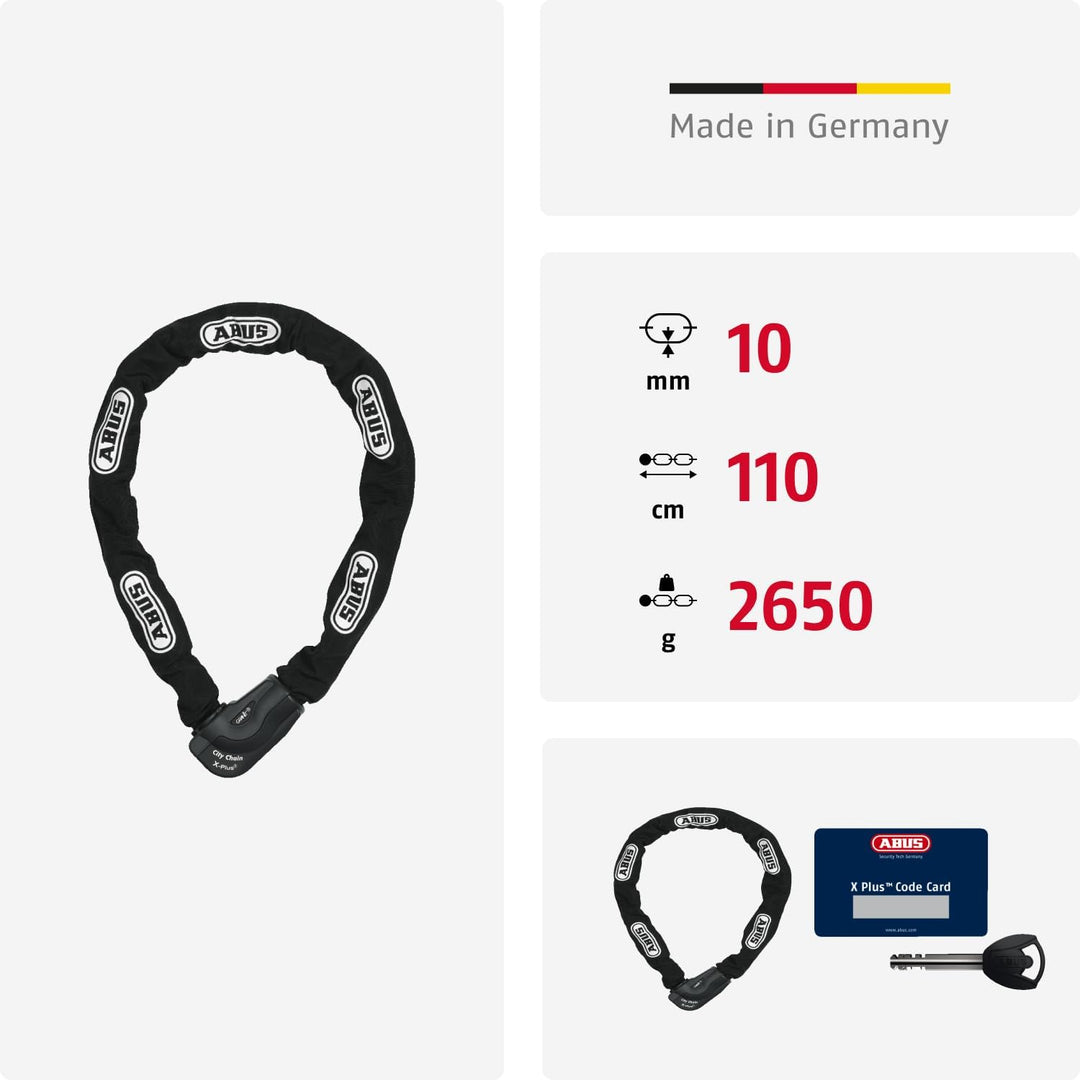 ABUS Kettenschloss Granit CityChain XPlus 1060 – Fahrradschloss aus gehärtetem Stahl – ABUS-Sicherhe