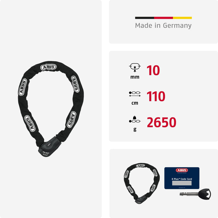 ABUS Kettenschloss Granit CityChain XPlus 1060 – Fahrradschloss aus gehärtetem Stahl – ABUS-Sicherhe
