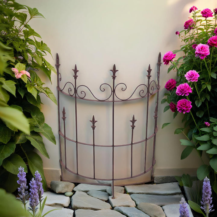 ecosoul Staudenhalter Strauchhalter halbrund Rankhilfe Metall Eisen Rostfarben Deko 80cm hoch 59 cm