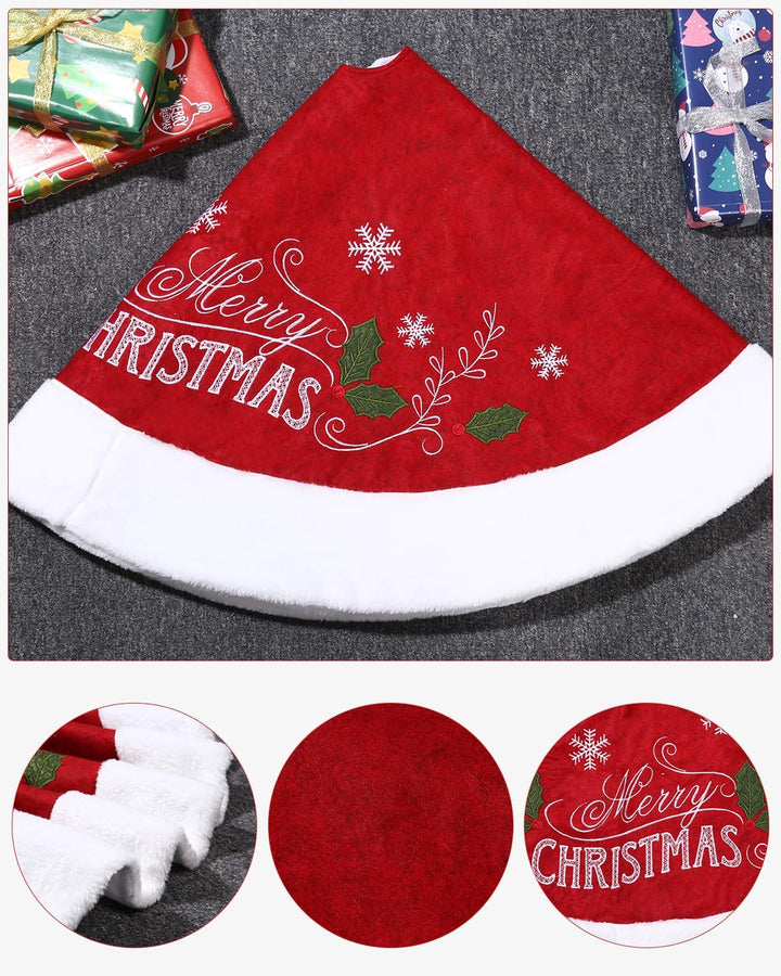 SOBEAU Weihnachtsbaum Rock,122CM Weihnachtsbaum Decke Runde mit Schneeflocken-Muster und Frohe Weihn