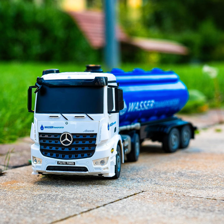 Carson 500907665 1:26 MB Arocs Wassertransporter 100% RTR - Ferngesteuertes Fahrzeug, Lastwagen mit