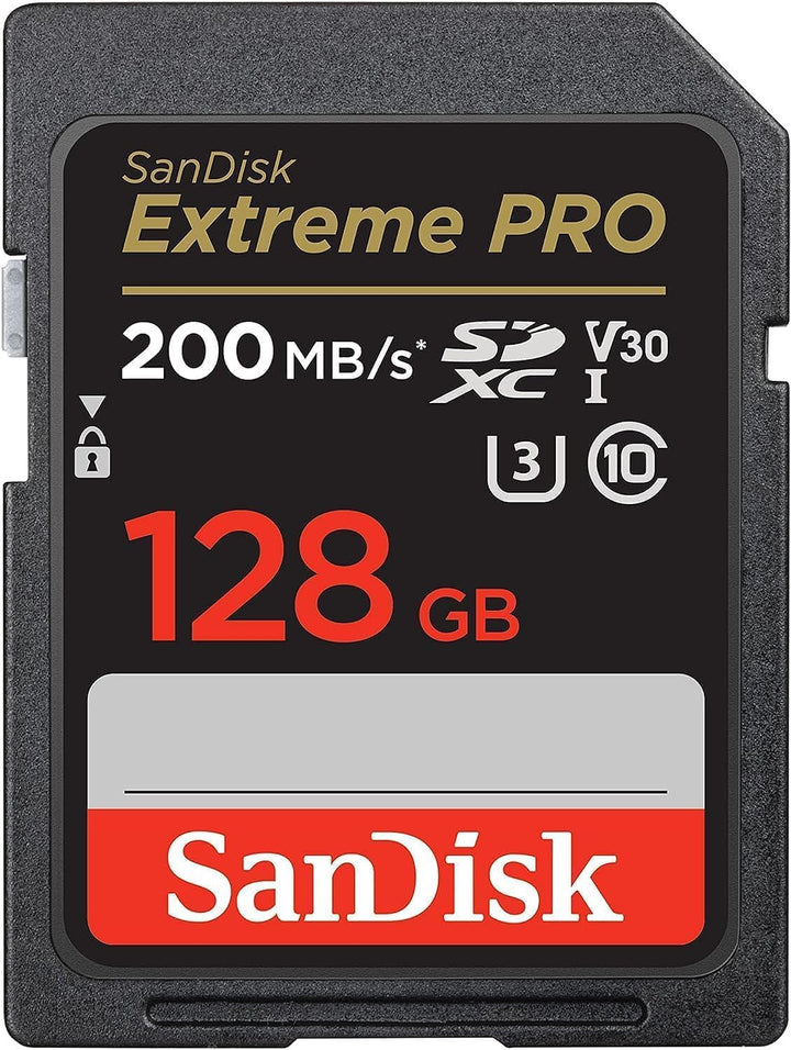 SanDisk Extreme Portable SSD 2 TB, Schwarz & Extreme PRO SDXC UHS-I Speicherkarte 128 GB (V30, Übert