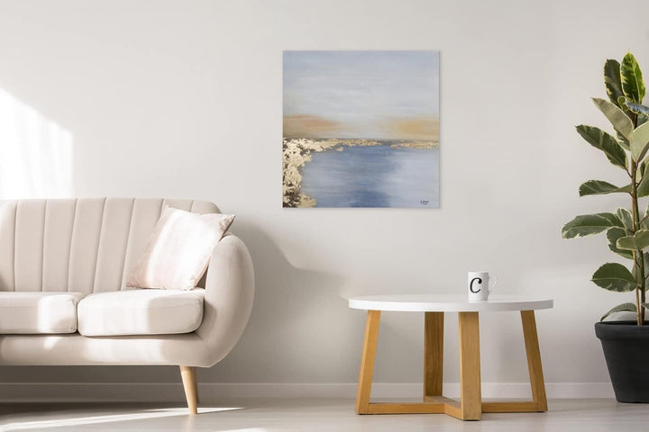 KunstLoft Leinwandbild | 100% HANDGEMALT | 80x80cm | Gemälde 'Verzauberter Horizont' | Abstrakt | Bl
