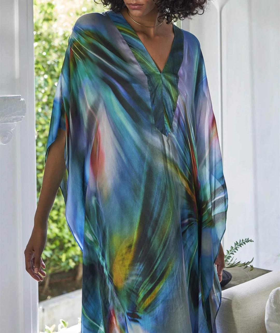 YouKD Damen Sommer Bohemian Lang Kaftan Ethnisches Muster Maxikleid Beach Bikini Cover Ups Sunblocke