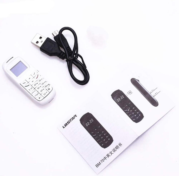 Hipipooo Mini Kleinstes Mobiltelefon BM70, Mini Wireless Dialer, Bluetooth Tiny Headset Weiss, Weiss