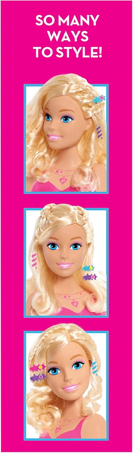 Just Play Barbie Blondes Haar Frisierkopf 20cm mit 20 Zubehörteilen für Styling-Spass, ab 3 Jahren