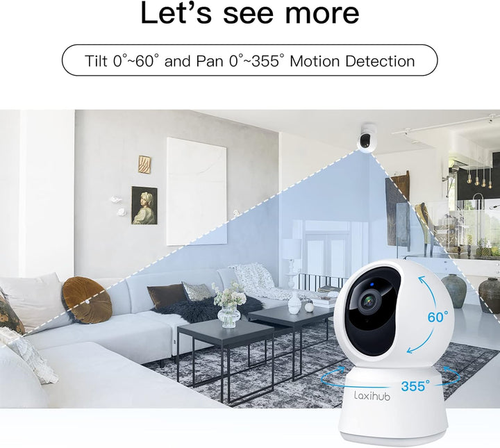 LAXIHUB Hundekamera mit App 2K/3MP HD Kamera Überwachung Innen 2,4 GHz, Hundekamera Nachtsicht Innen