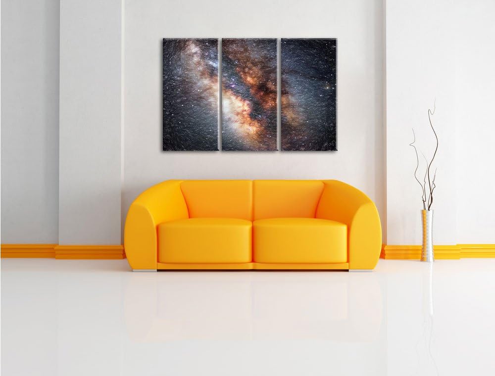 Pixxprint Zentrum der Milchstrasse als Leinwandbild | Grösse: 3 Teilig (120x80) | Wandbild| Kunstdru