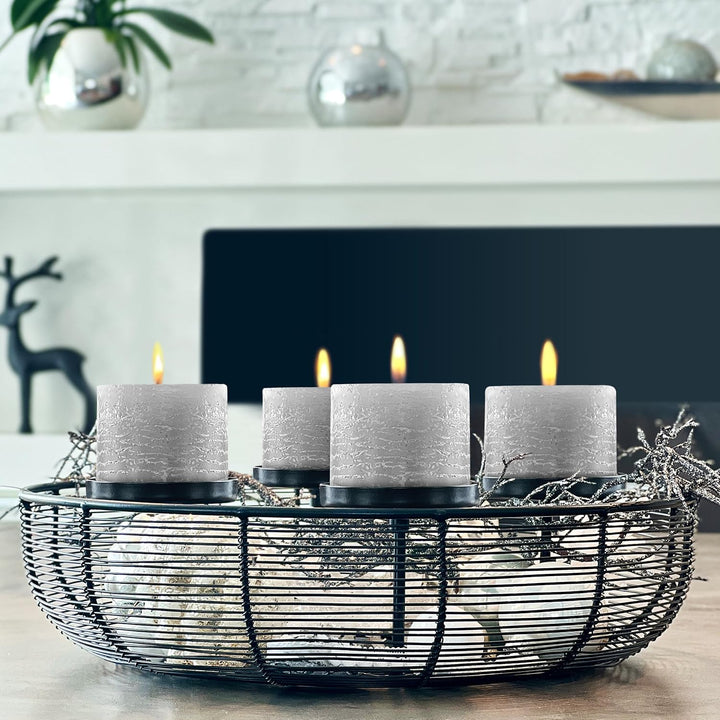 Brandsseller Stumpenkerze 4er Set 7x7,5 cm Weihnachtskerze Adventskranz Grau 7 x 7,5cm | 4er-Set Gra