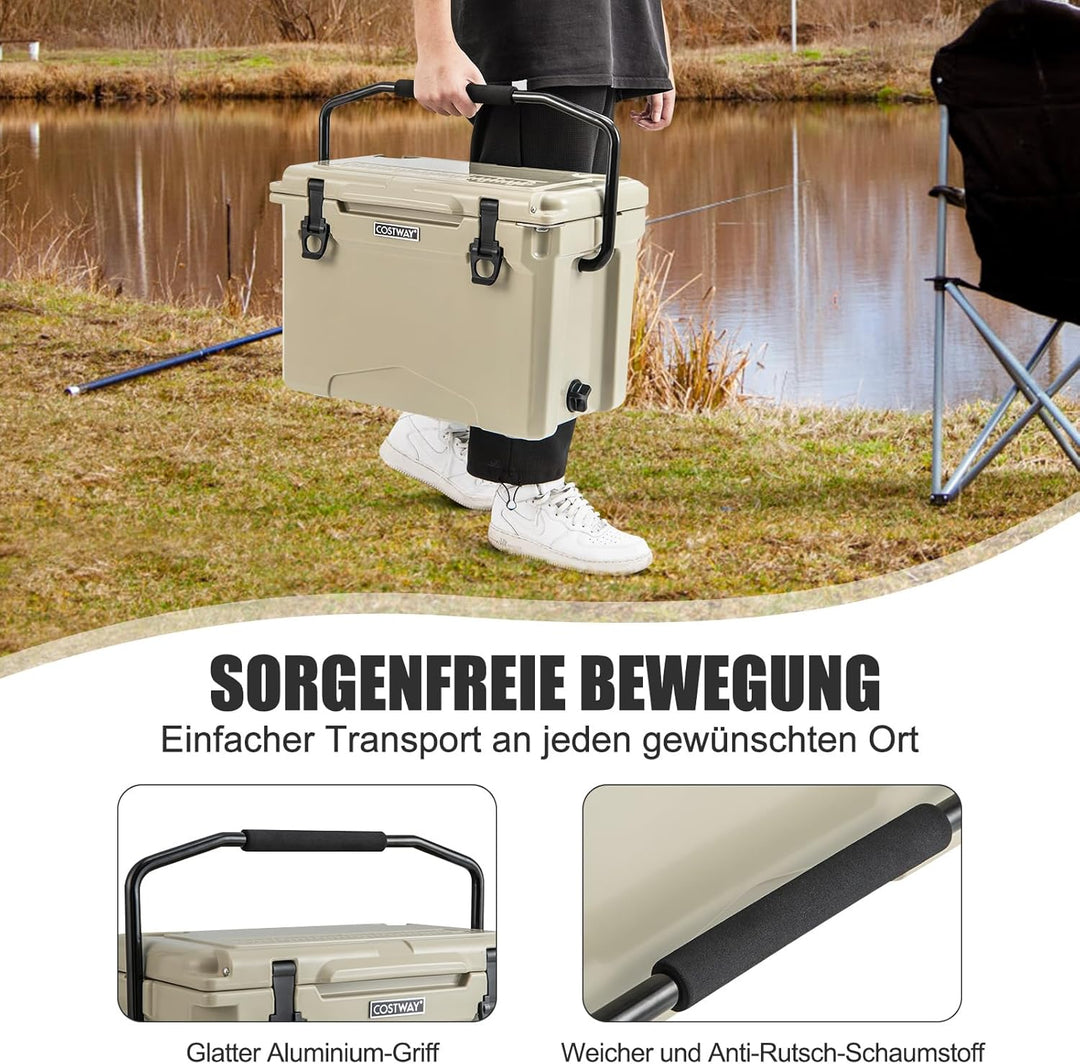 COSTWAY 21L Isolierbox Kühlbox tragbar, Wärmebehälter mit Flaschenöffner und Griff, Thermobox Speise