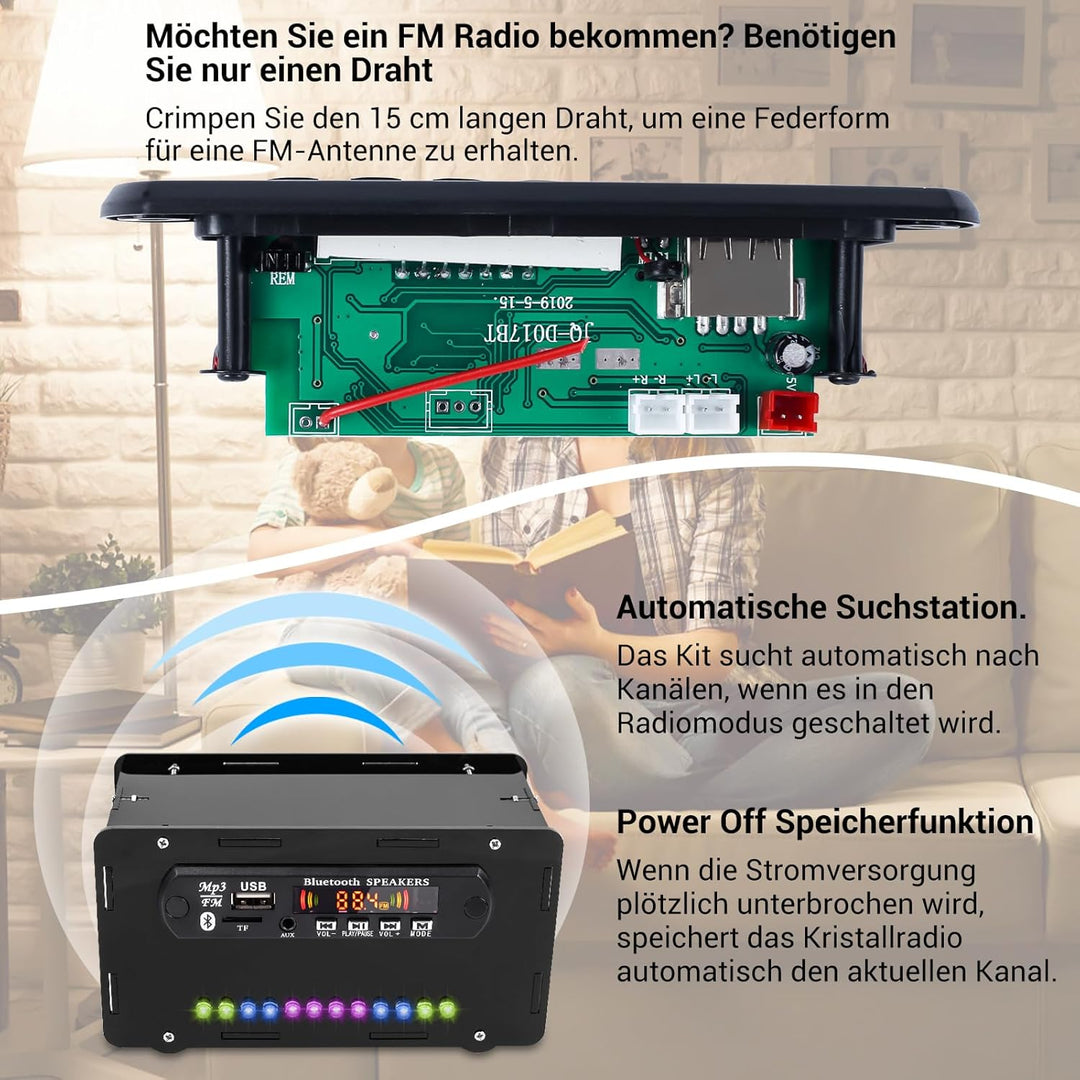 DONGKER DIY Elektronik Löten Bausatz Bluetooth Lautsprecher Kit mit FM Radio, Mini Heimstereo Sound