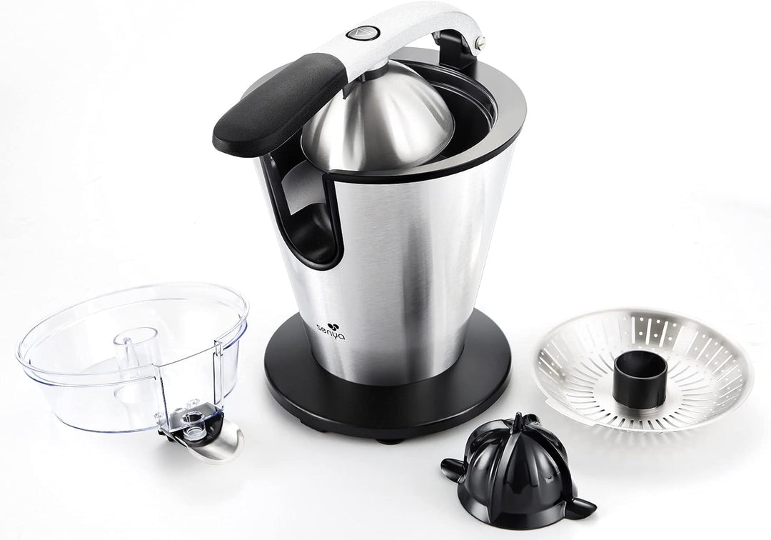 SENYA Elektrische Zitruspresse, Hebelarm, Edelstahl, 0,7 l, 160 W, Edelstahl, Schwarz