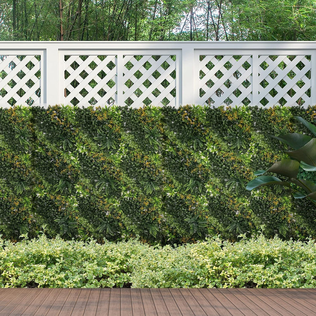 Outsunny 12 Stück künstliches Pflanzenwand Hecke 50x50 cm UV-Schutz Sichtschutz Mehrblättriges Desig